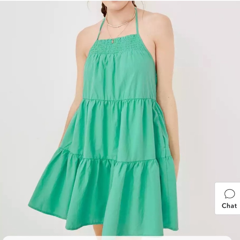 American Eagle High-Neck Poplin Halter Mini Dress - Size Small